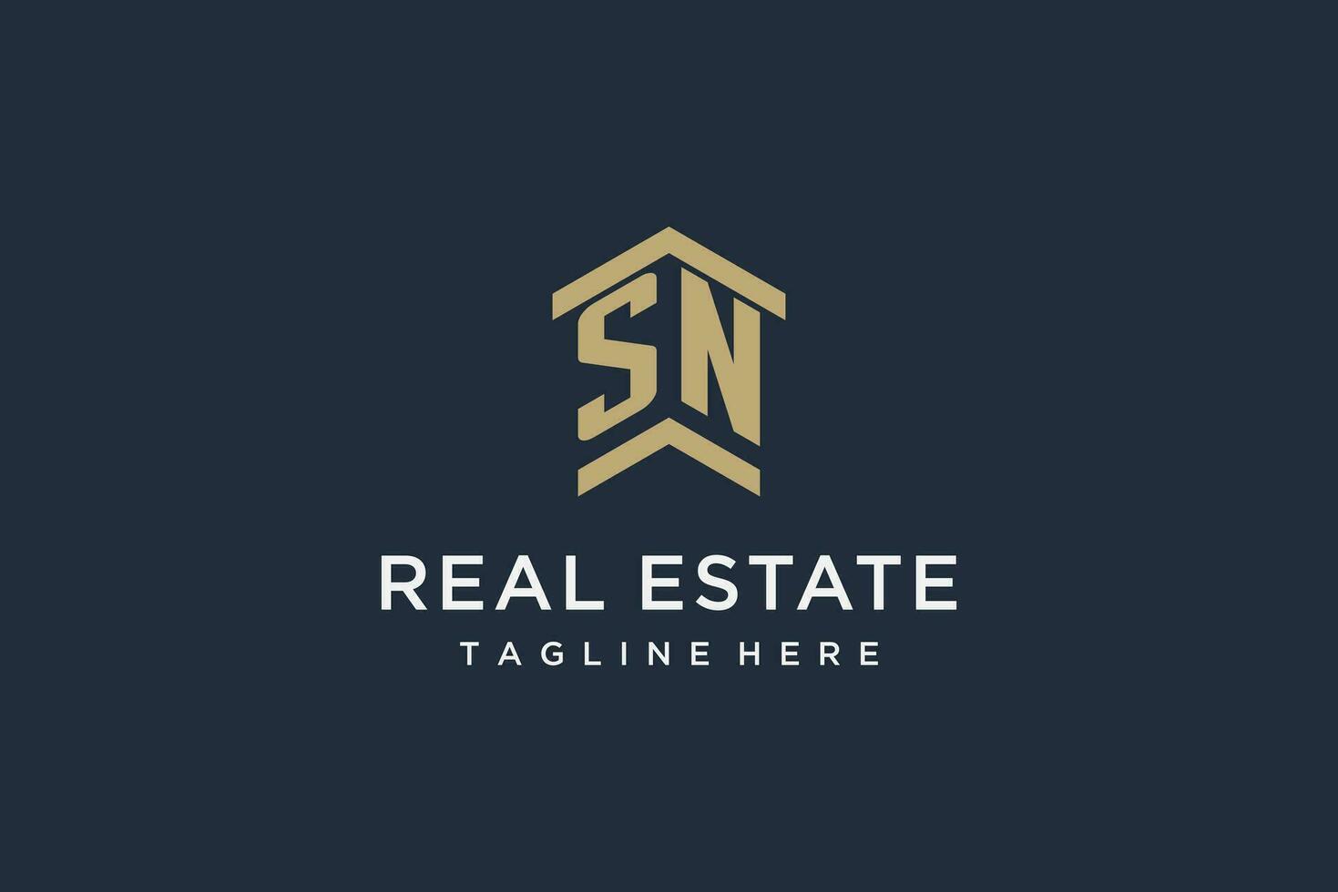 Initial SN logo for real estate with simple and creative house roof icon logo design ideas vector