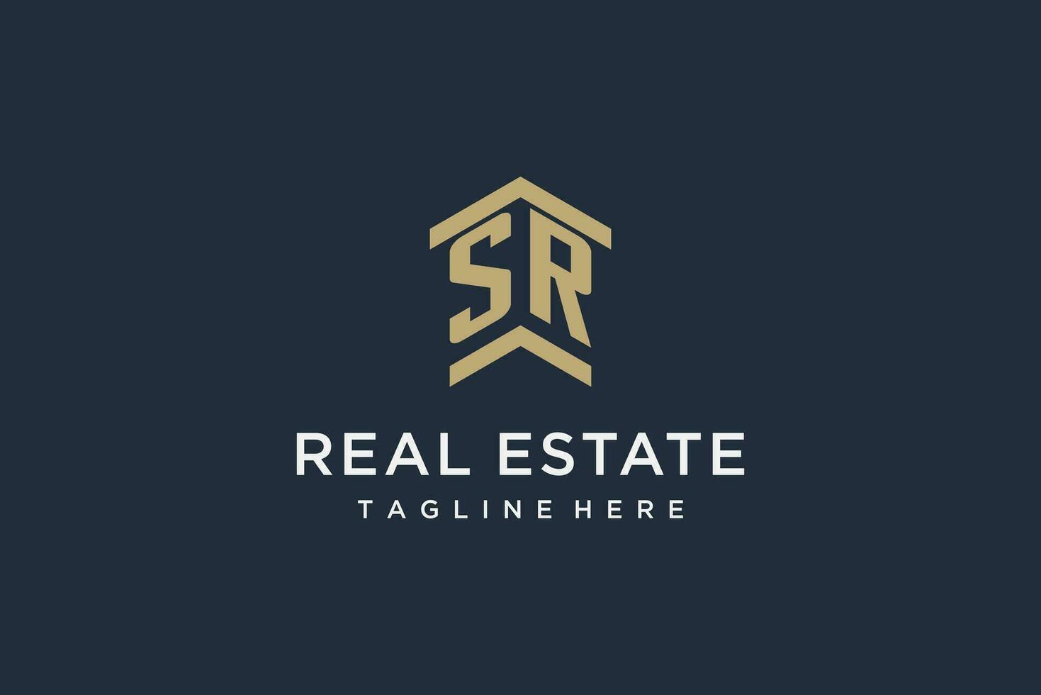 Initial SR logo for real estate with simple and creative house roof icon logo design ideas vector