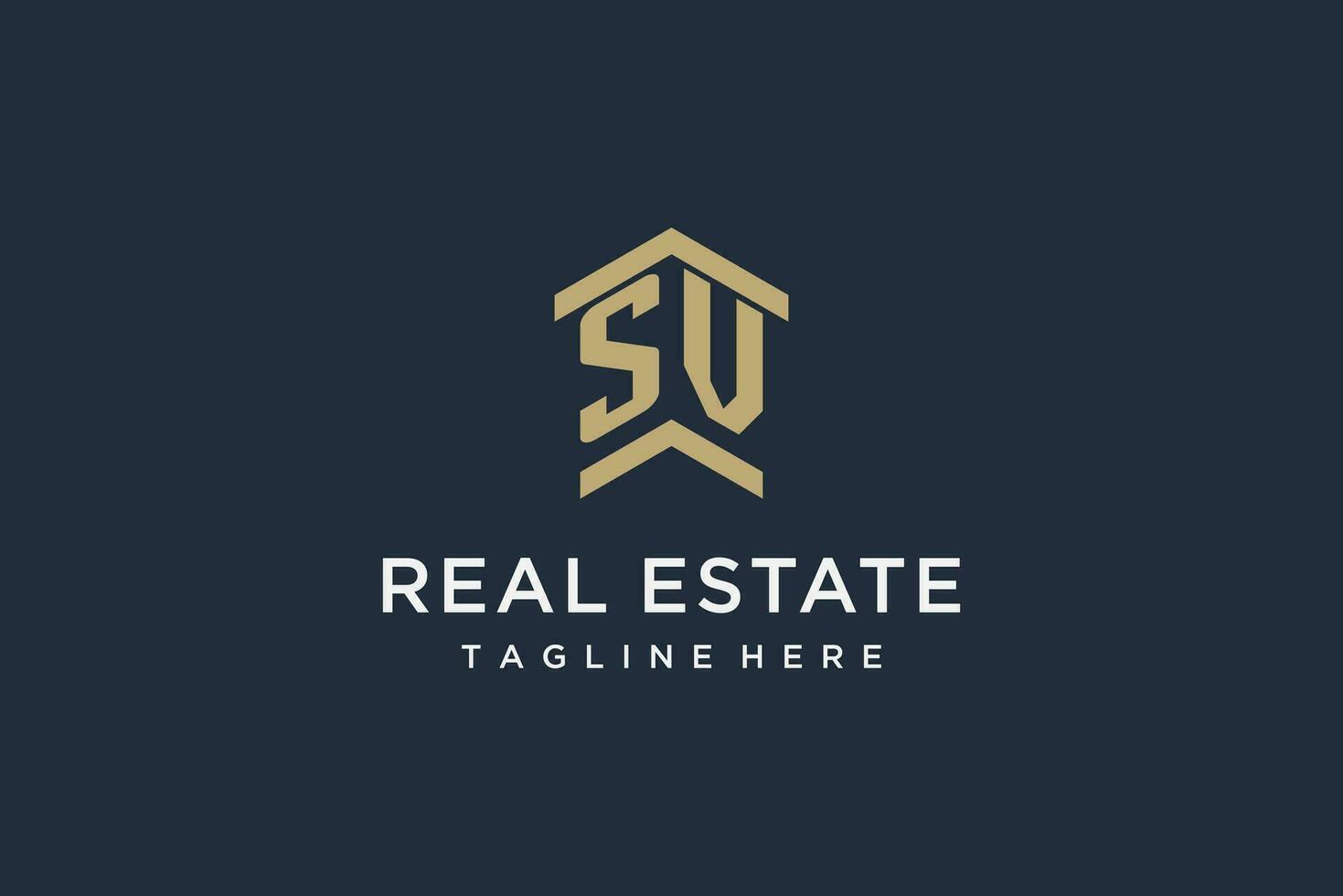 Initial SV logo for real estate with simple and creative house roof icon logo design ideas vector