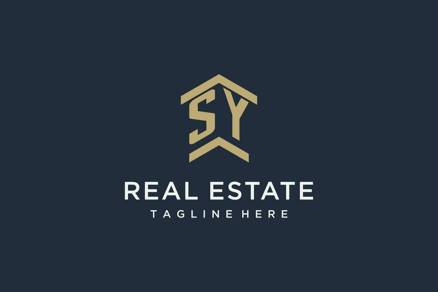 Initial SY logo for real estate with simple and creative house roof icon logo design ideas vector