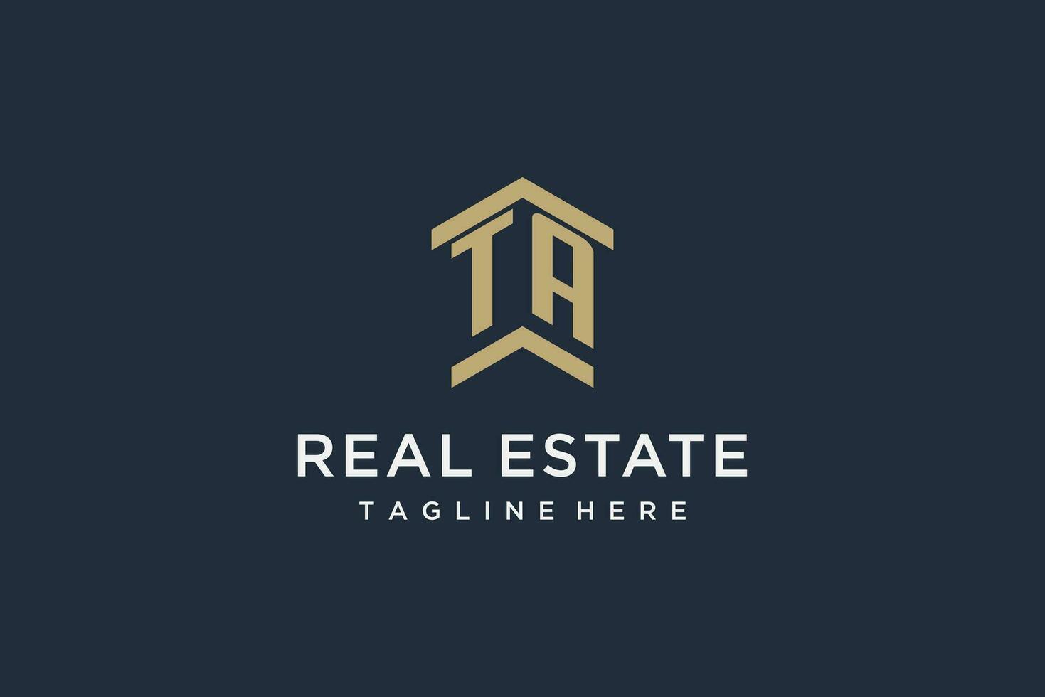 Initial TA logo for real estate with simple and creative house roof icon logo design ideas vector