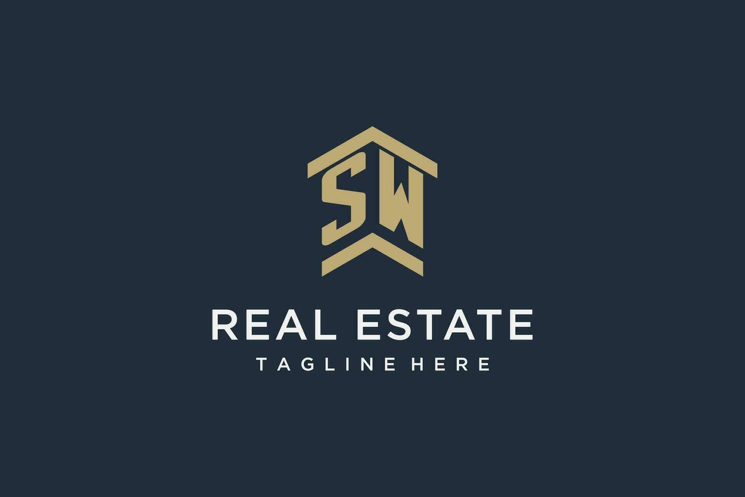 Initial SW logo for real estate with simple and creative house roof icon logo design ideas vector