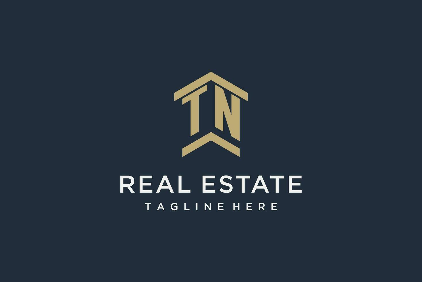 Initial TN logo for real estate with simple and creative house roof icon logo design ideas vector