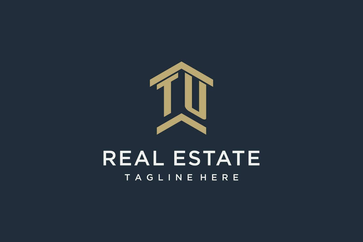 Initial TU logo for real estate with simple and creative house roof icon logo design ideas vector