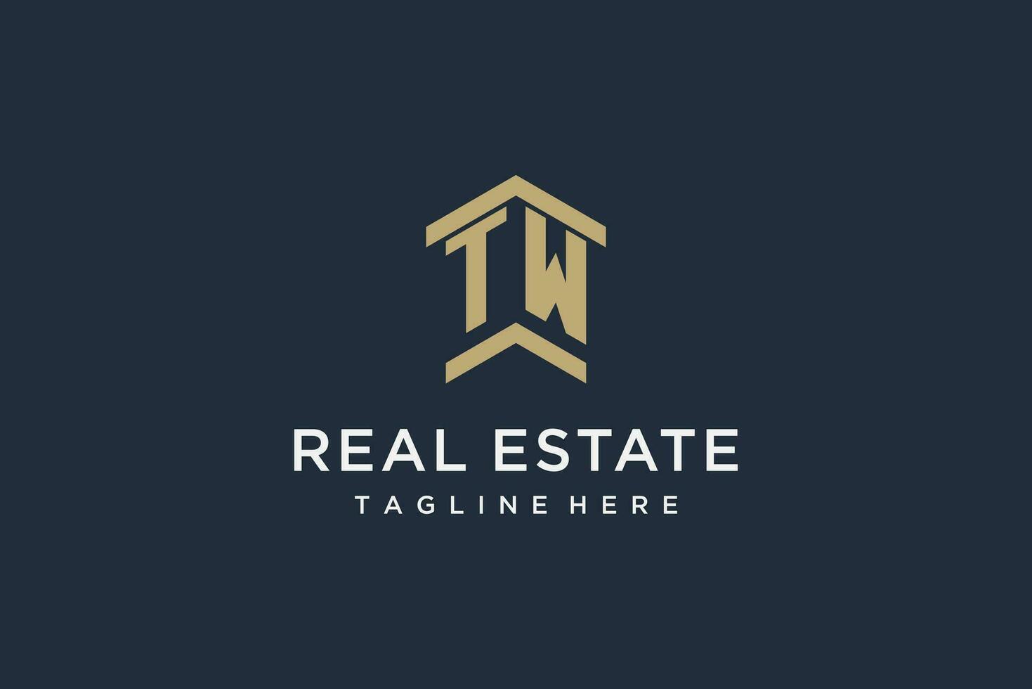 Initial TW logo for real estate with simple and creative house roof icon logo design ideas vector