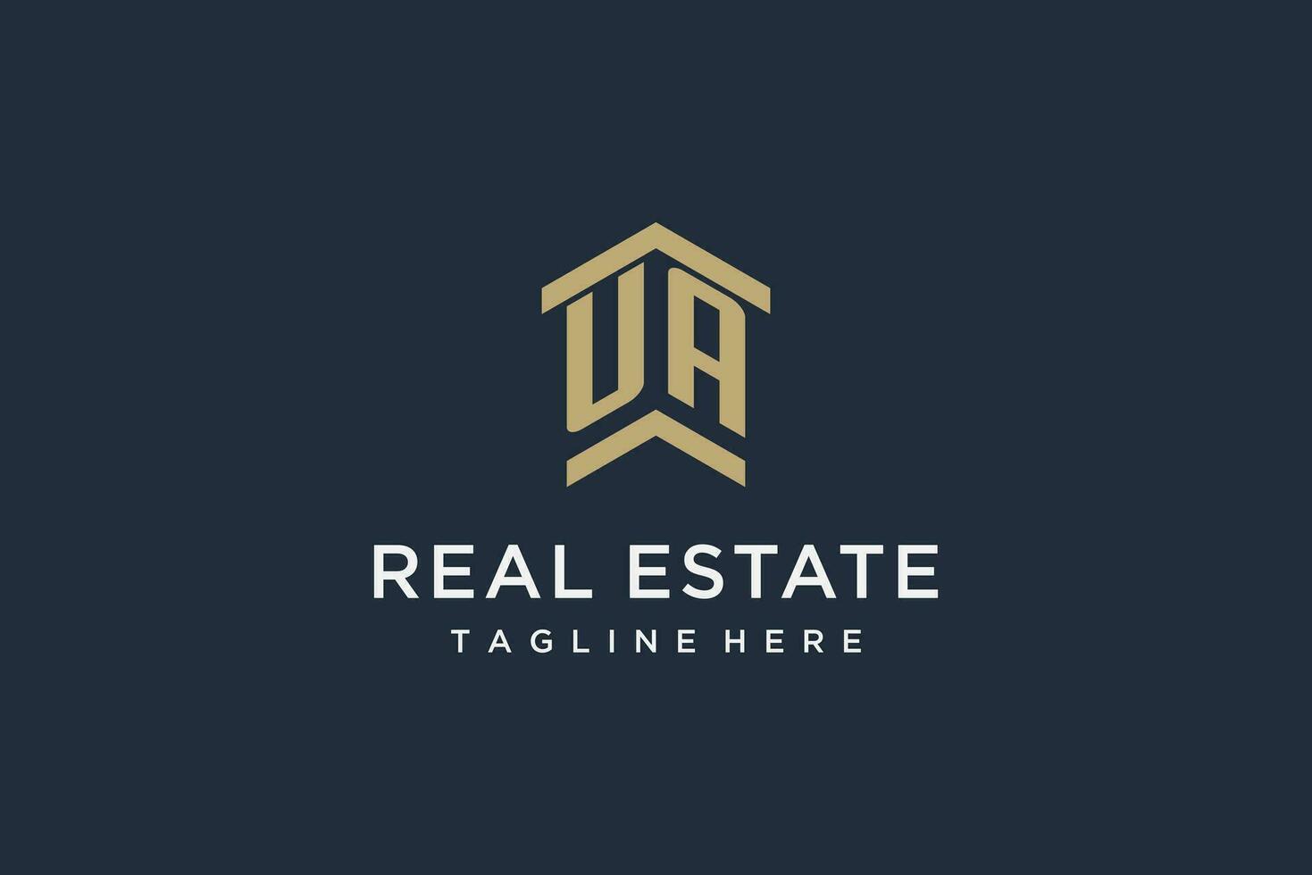 Initial UA logo for real estate with simple and creative house roof icon logo design ideas vector