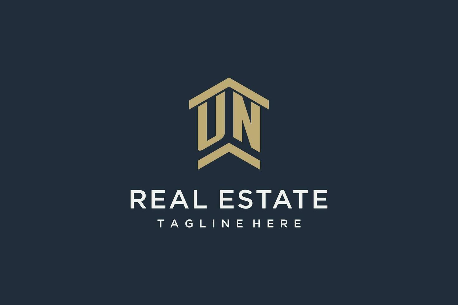 Initial UN logo for real estate with simple and creative house roof icon logo design ideas vector