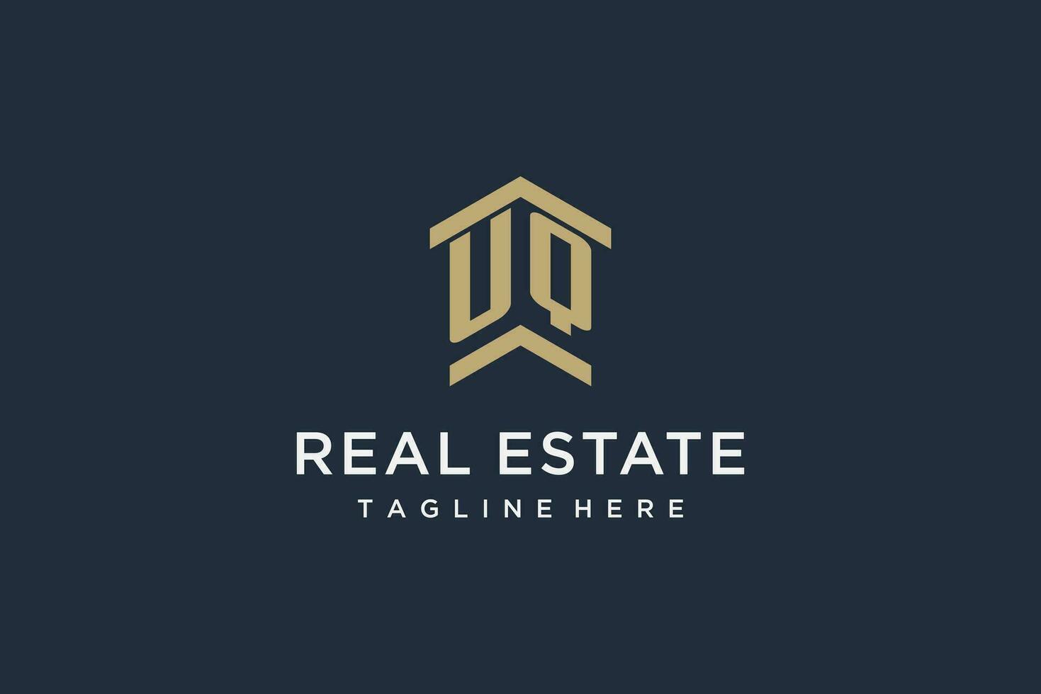 Initial UQ logo for real estate with simple and creative house roof icon logo design ideas vector