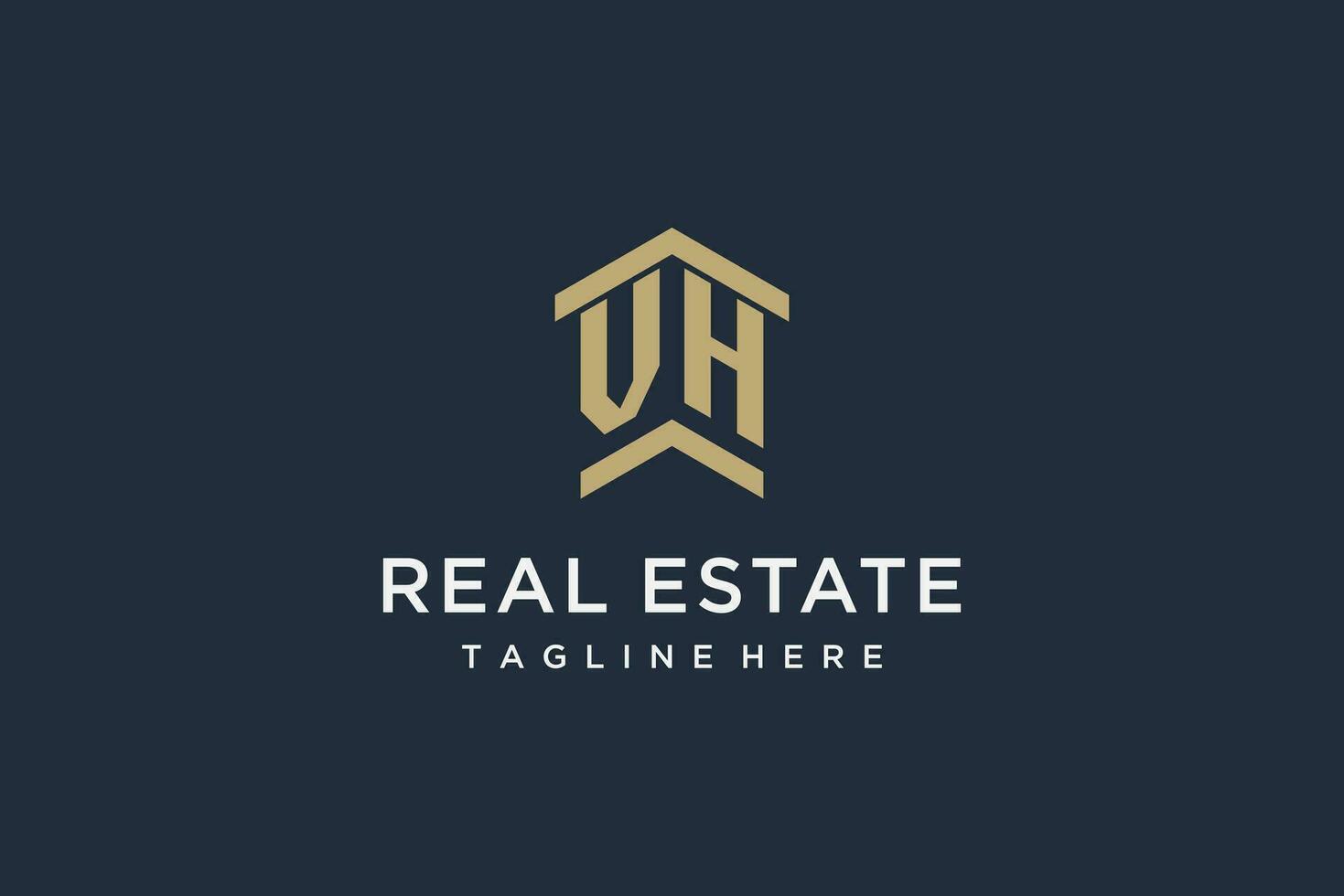 Initial VH logo for real estate with simple and creative house roof icon logo design ideas vector