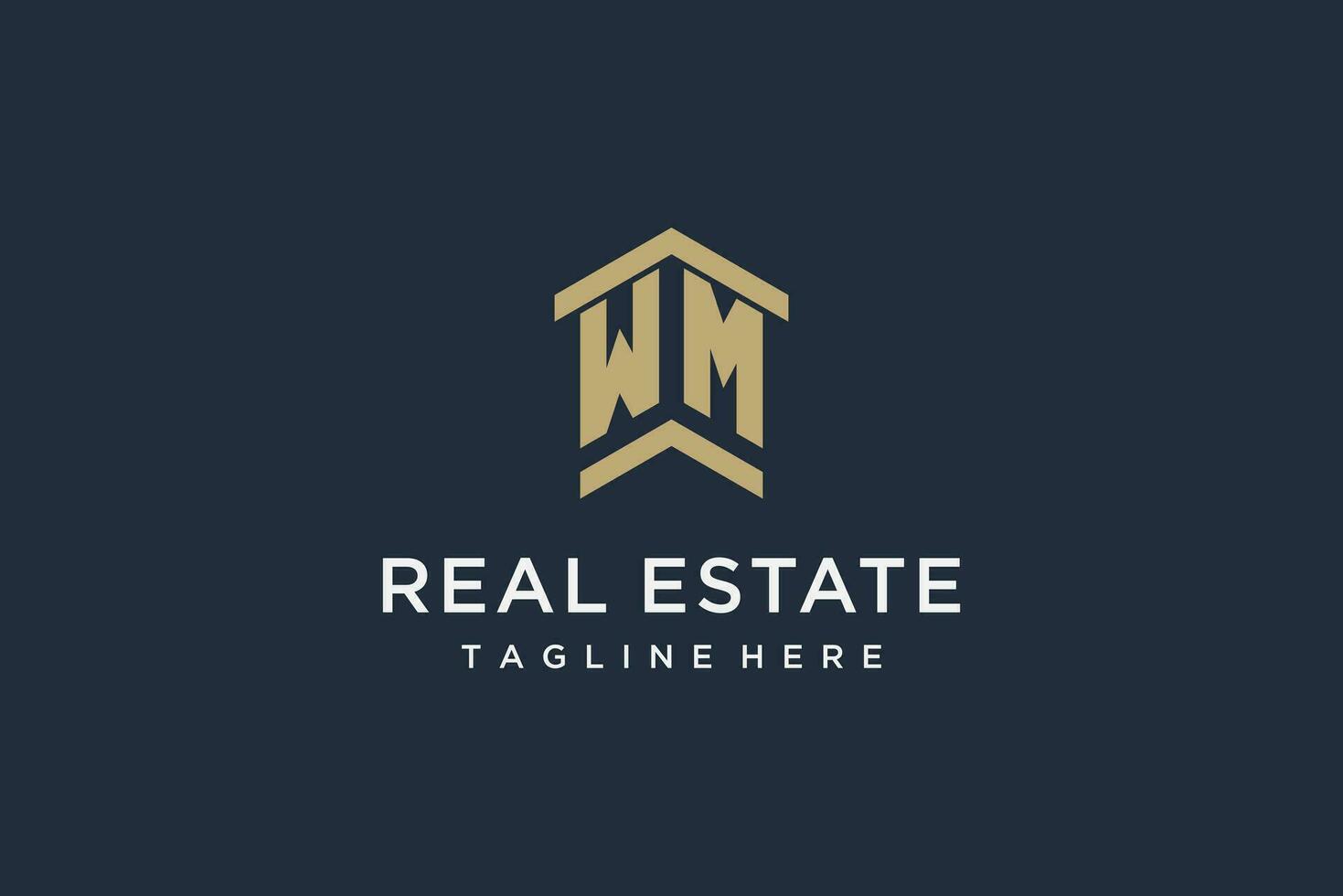 Initial WM logo for real estate with simple and creative house roof icon logo design ideas vector