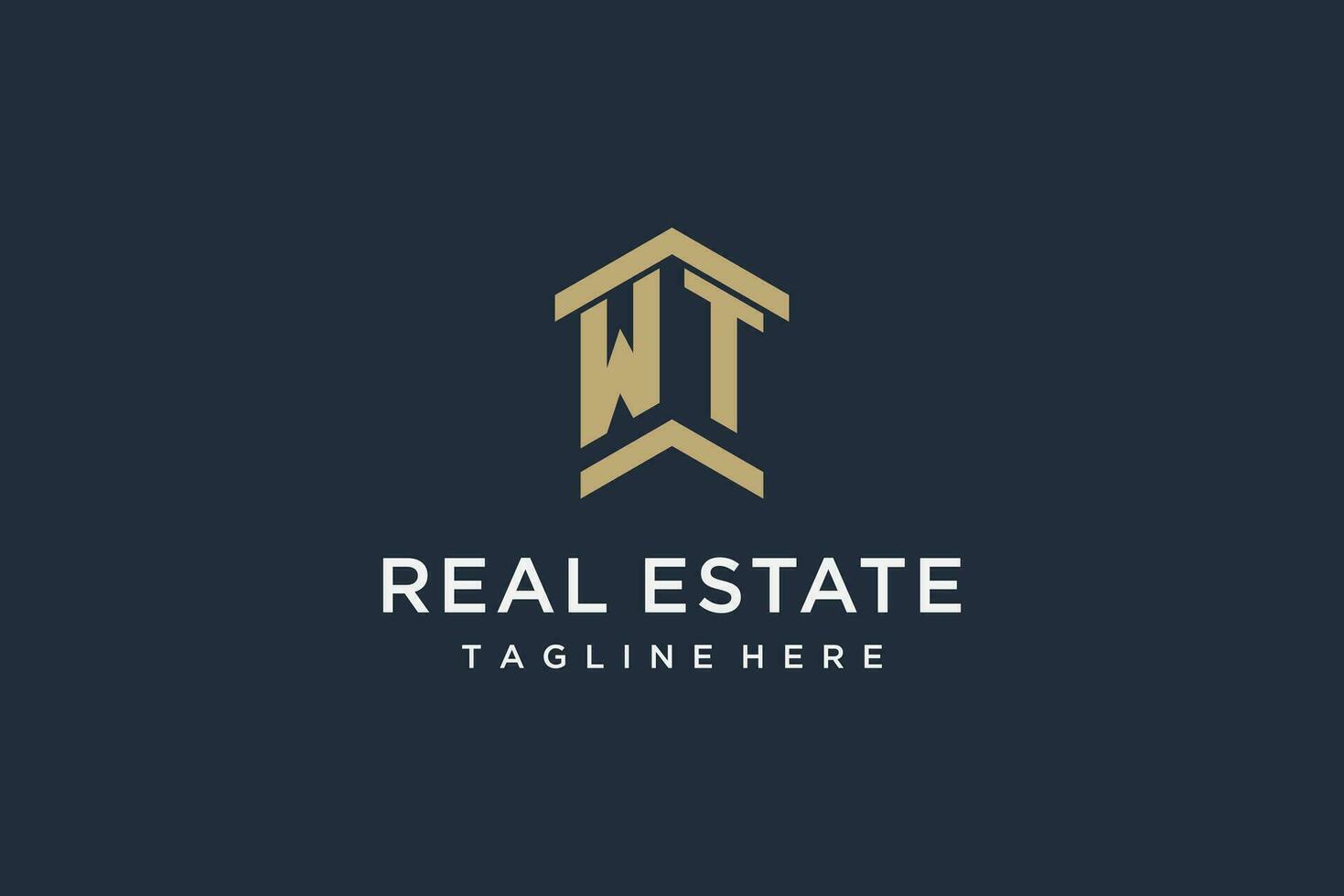 Initial WT logo for real estate with simple and creative house roof icon logo design ideas vector