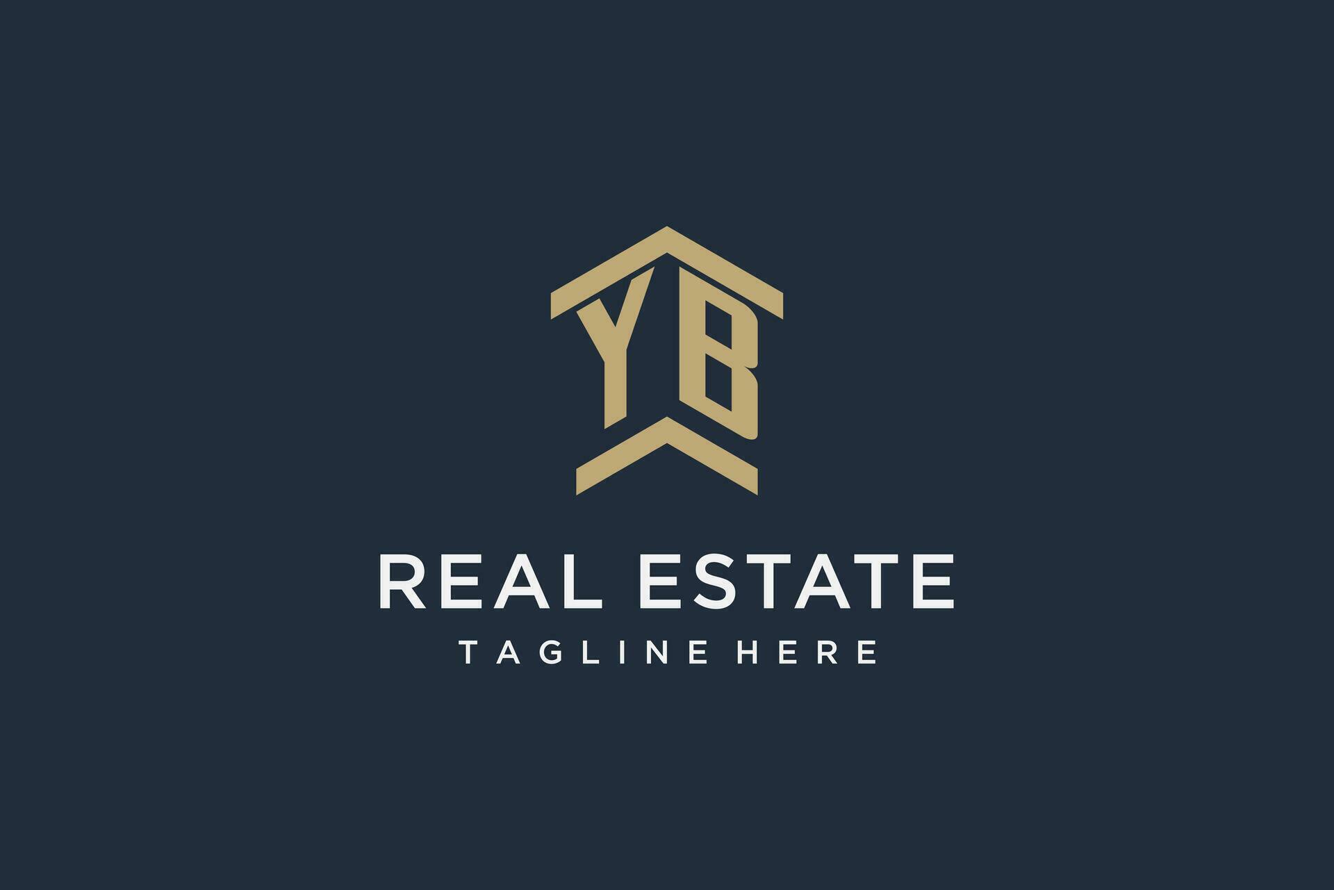 Initial YB logo for real estate with simple and creative house roof