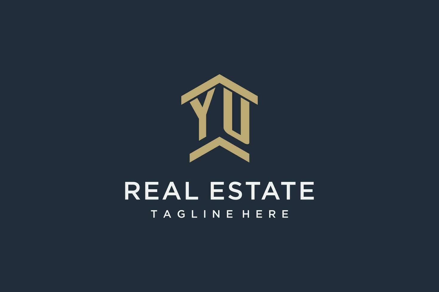 Initial YU logo for real estate with simple and creative house roof icon logo design ideas vector
