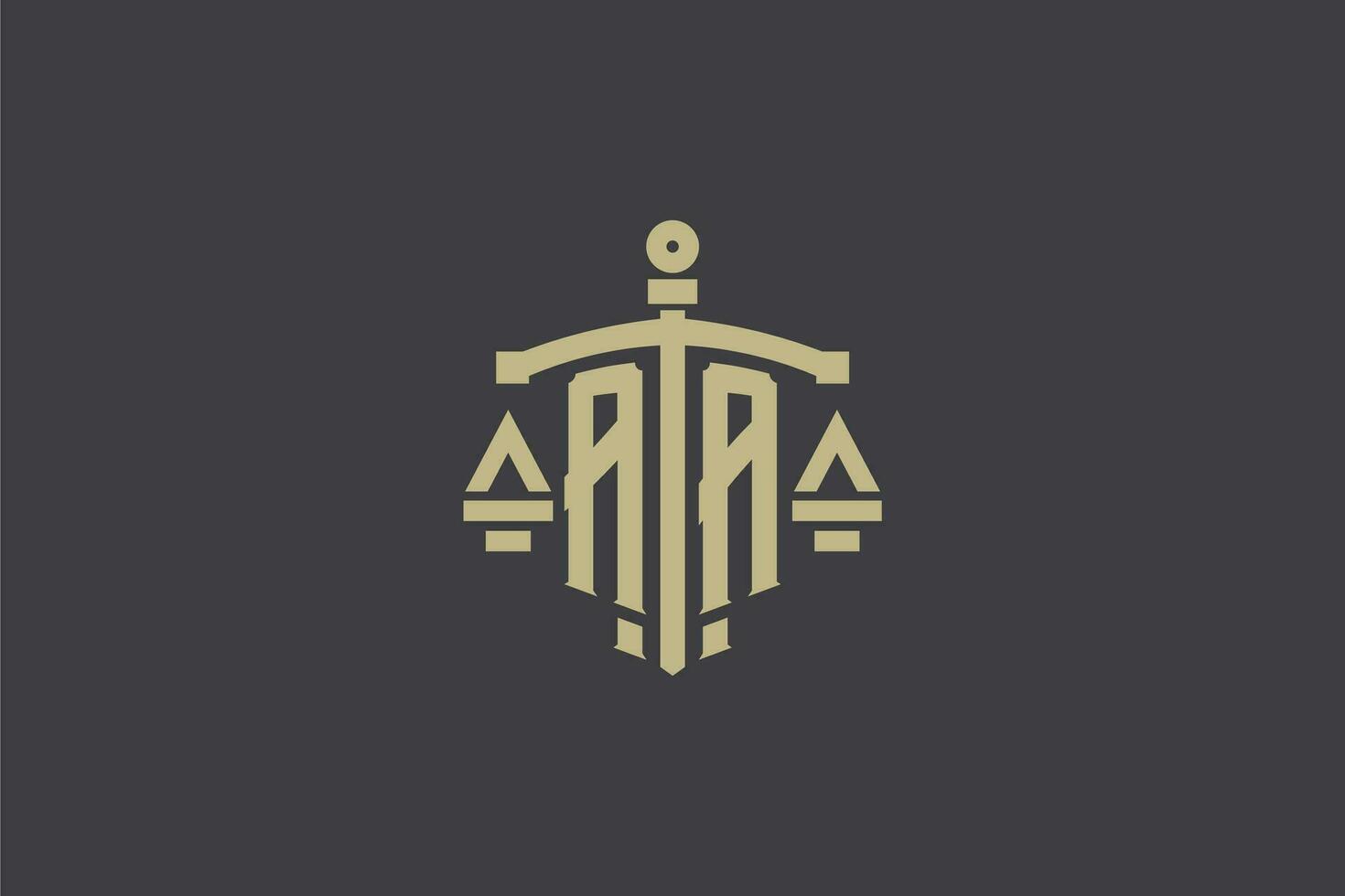 Letter AA logo for law office and attorney with creative scale and sword icon design vector