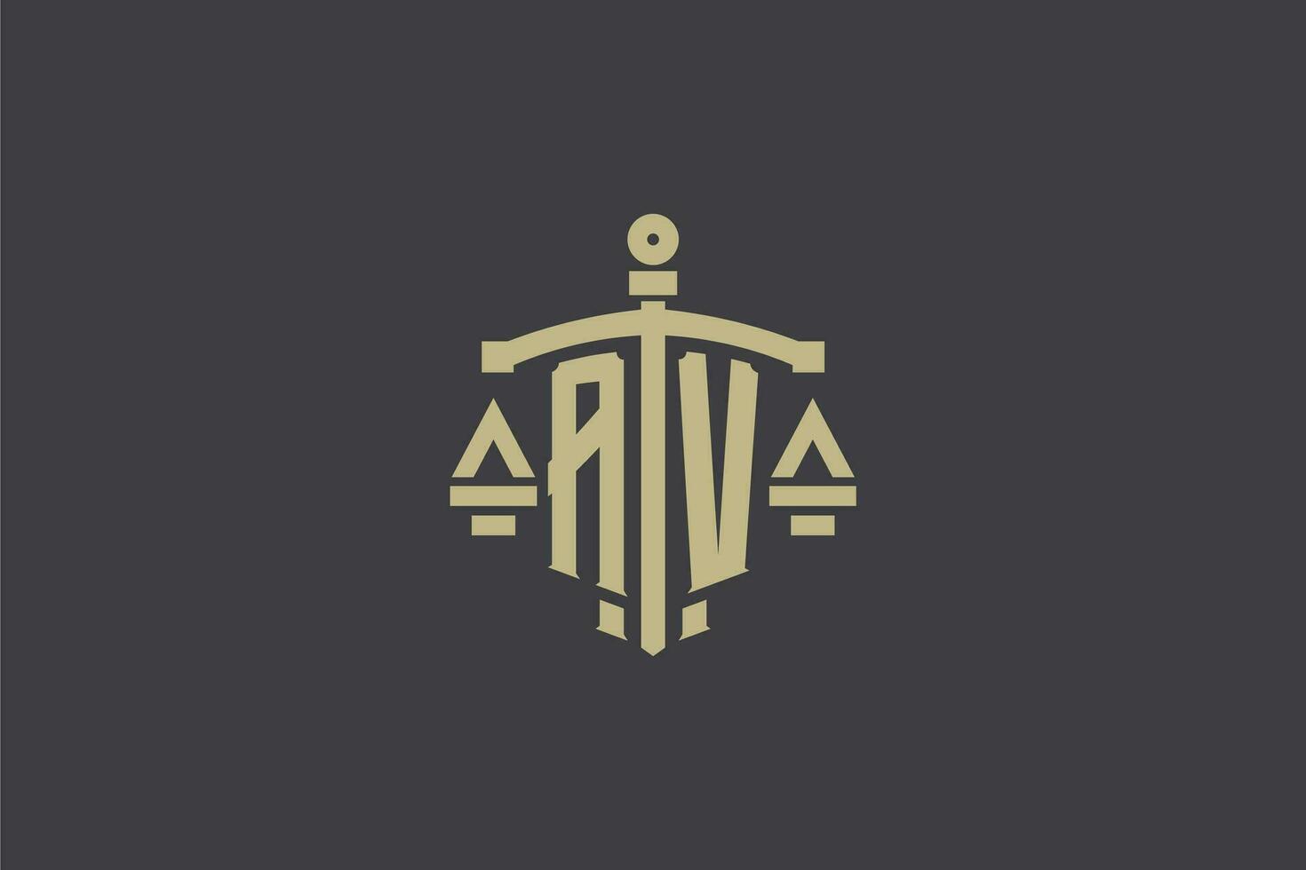 Letter AV logo for law office and attorney with creative scale and sword icon design vector