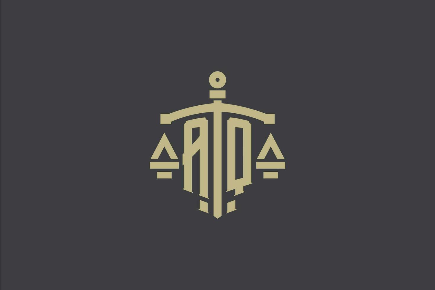 Letter AQ logo for law office and attorney with creative scale and sword icon design vector