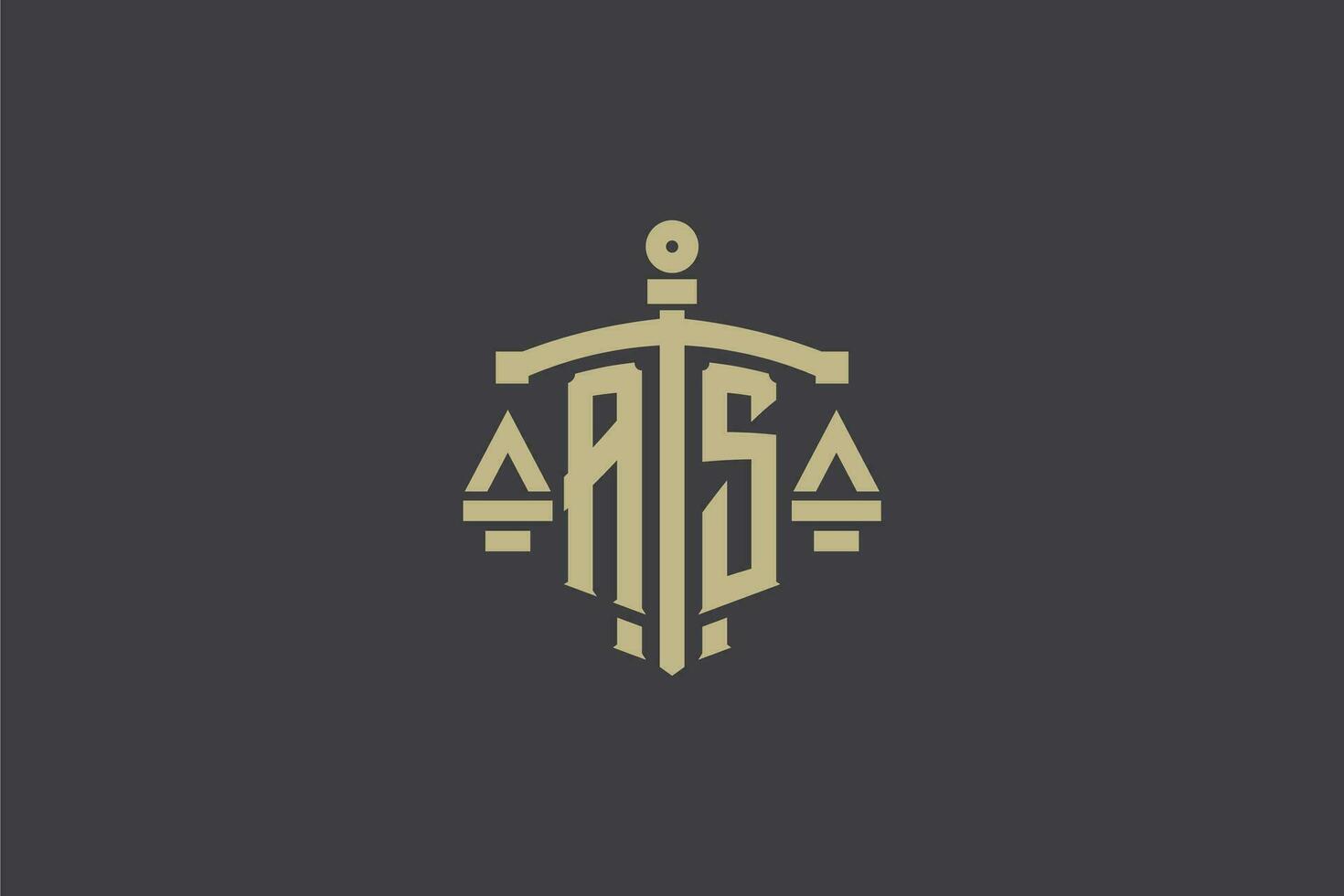 Letter AS logo for law office and attorney with creative scale and sword icon design vector