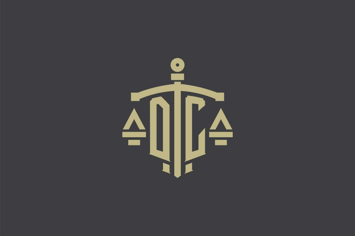 Letter DC logo for law office and attorney with creative scale and sword icon design vector