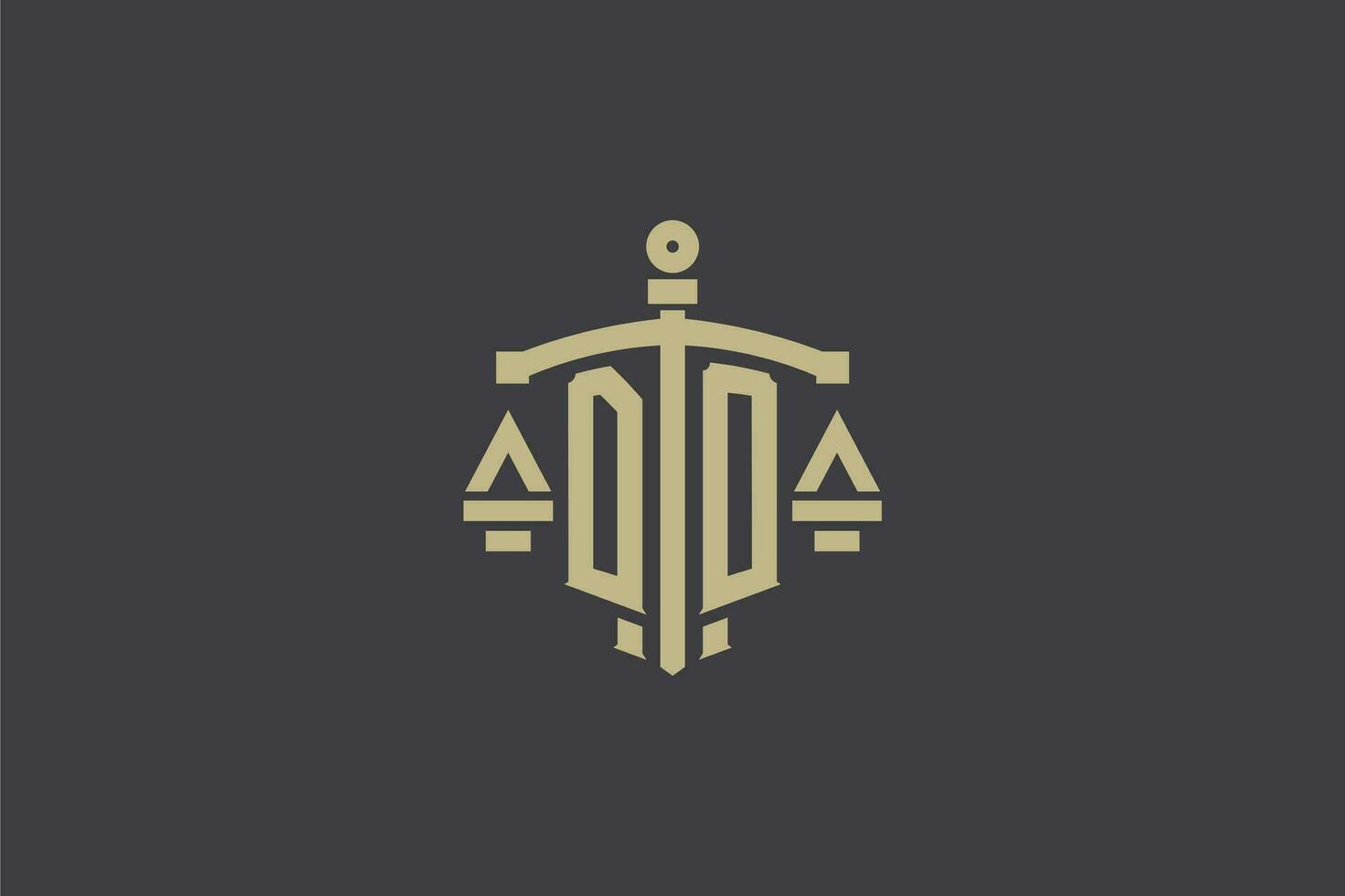 Letter DO logo for law office and attorney with creative scale and sword icon design vector