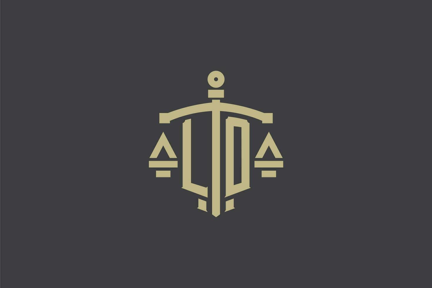 Letter LO logo for law office and attorney with creative scale and sword icon design vector