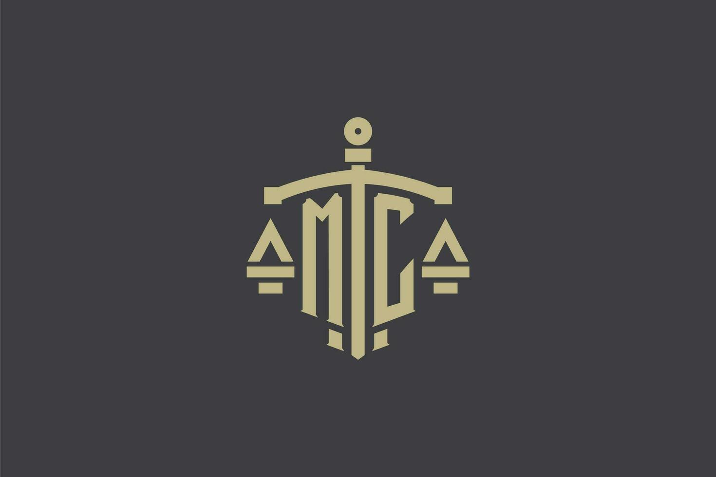 Letter MC logo for law office and attorney with creative scale and sword icon design vector