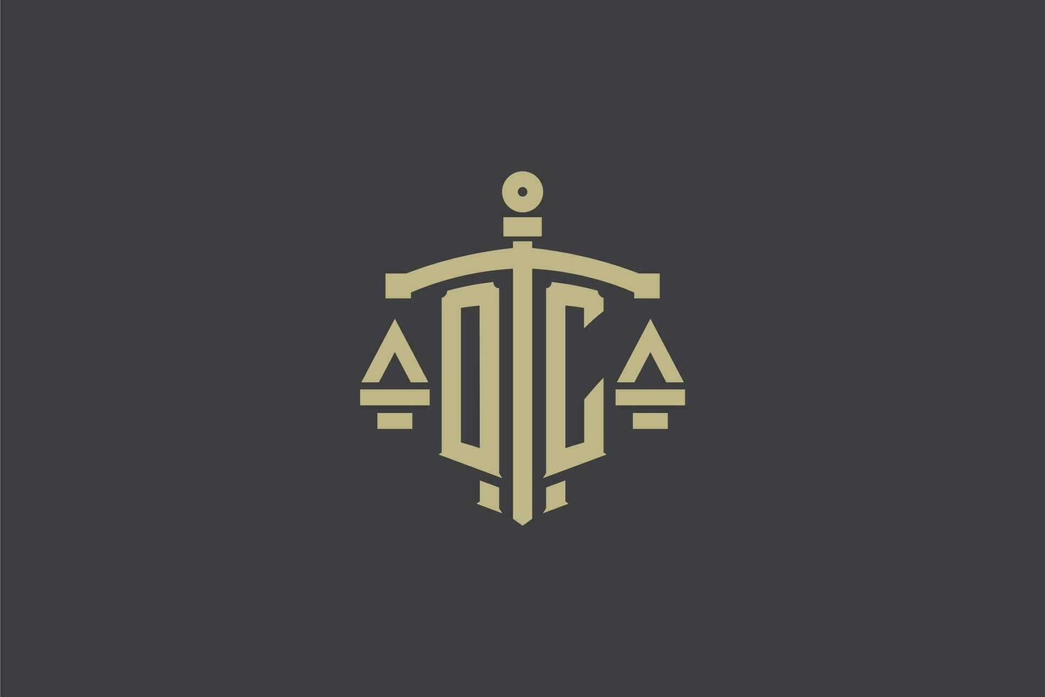 Letter OC logo for law office and attorney with creative scale and sword icon design vector