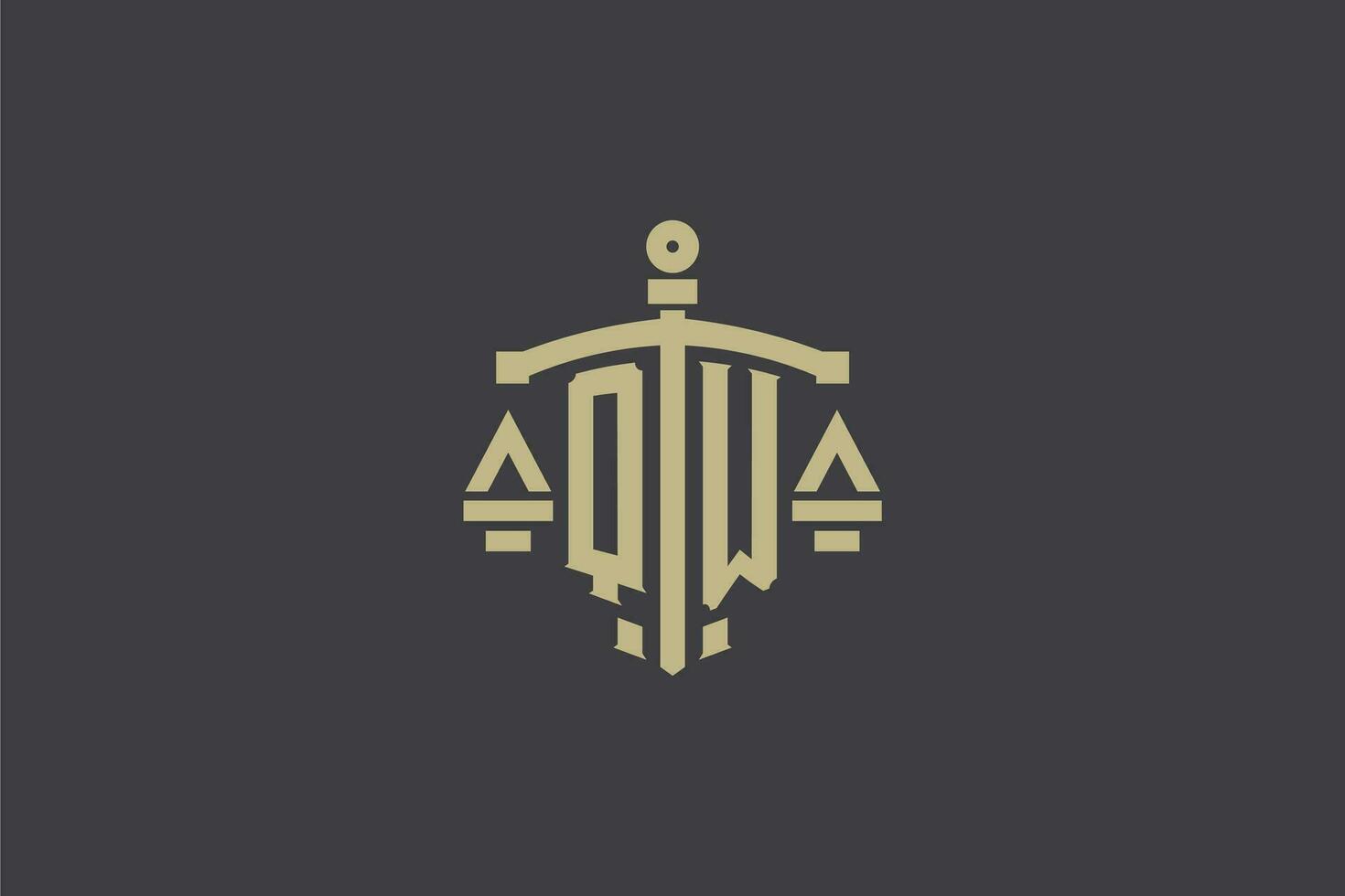 letra qw logo para ley oficina y abogado con creativo escala y espada icono diseño vector