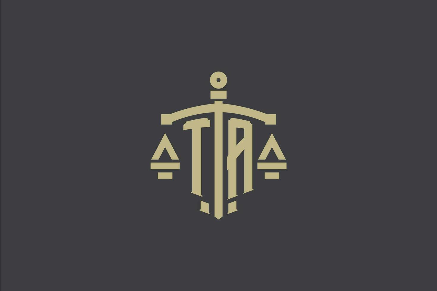 Letter TA logo for law office and attorney with creative scale and sword icon design vector