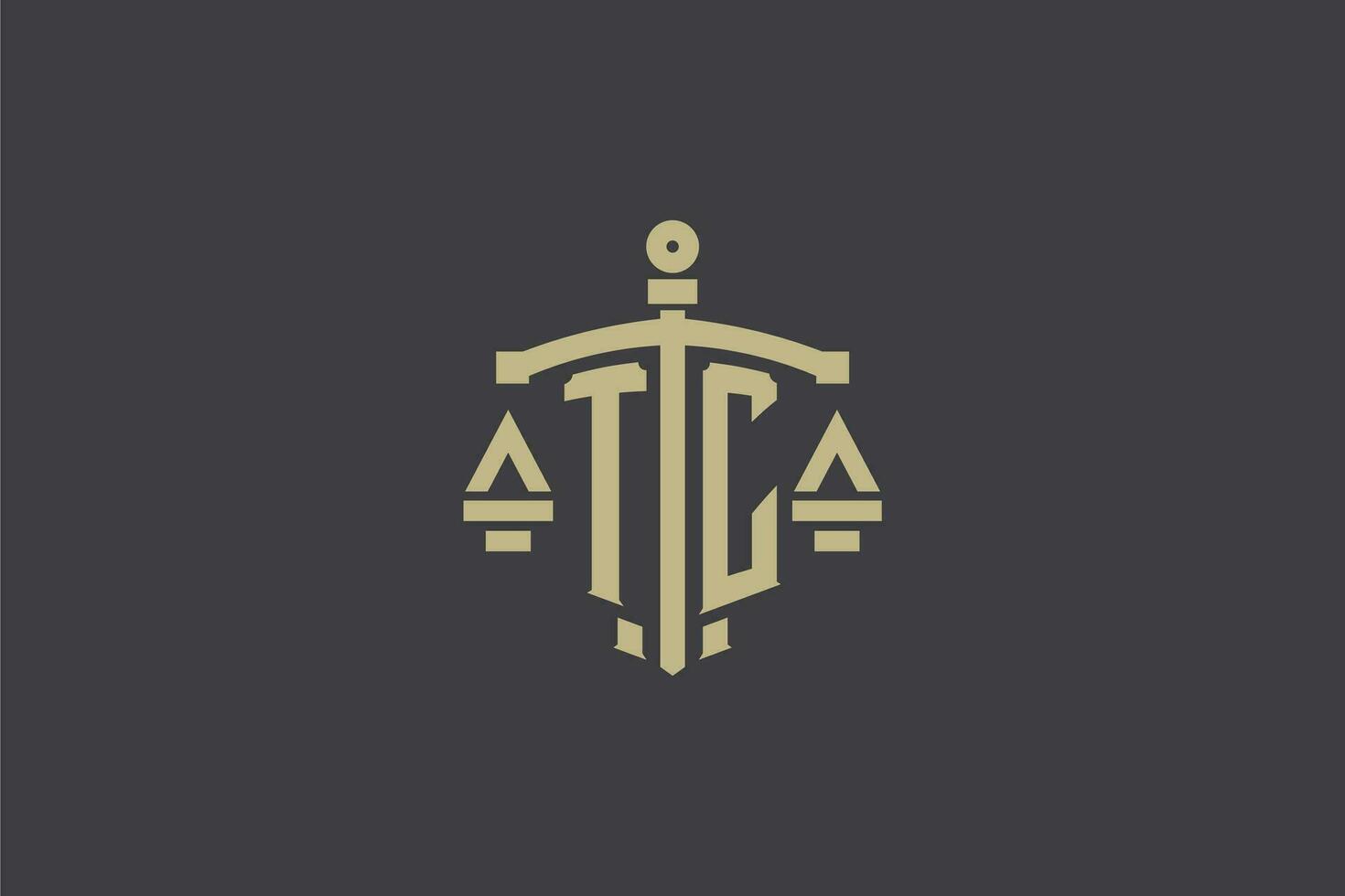Letter TC logo for law office and attorney with creative scale and sword icon design vector