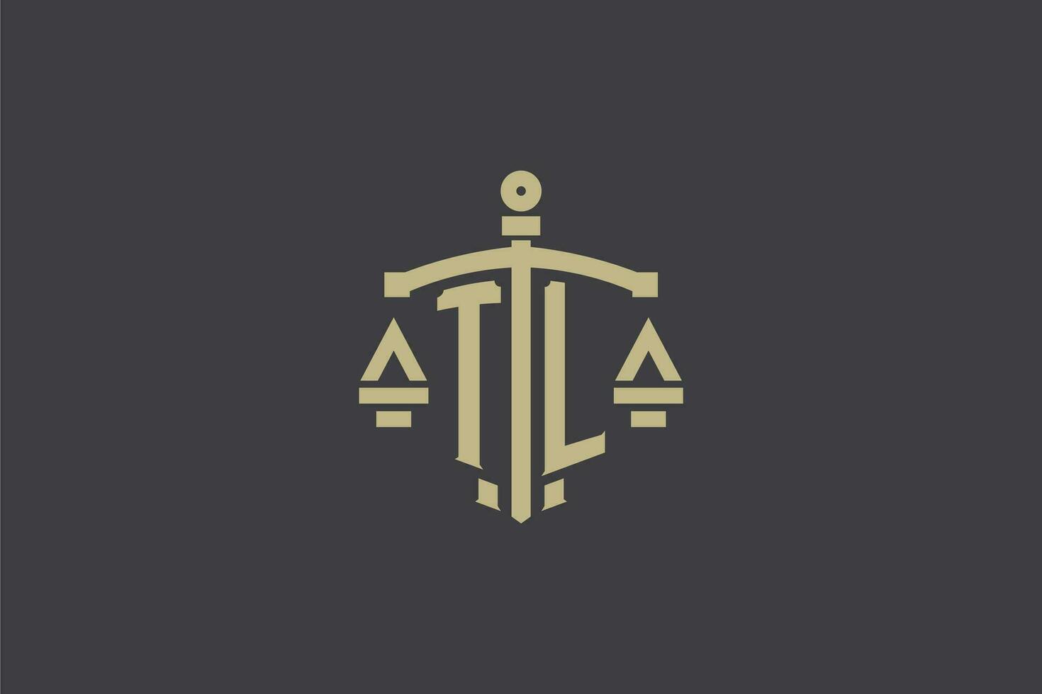 Letter TL logo for law office and attorney with creative scale and sword icon design vector