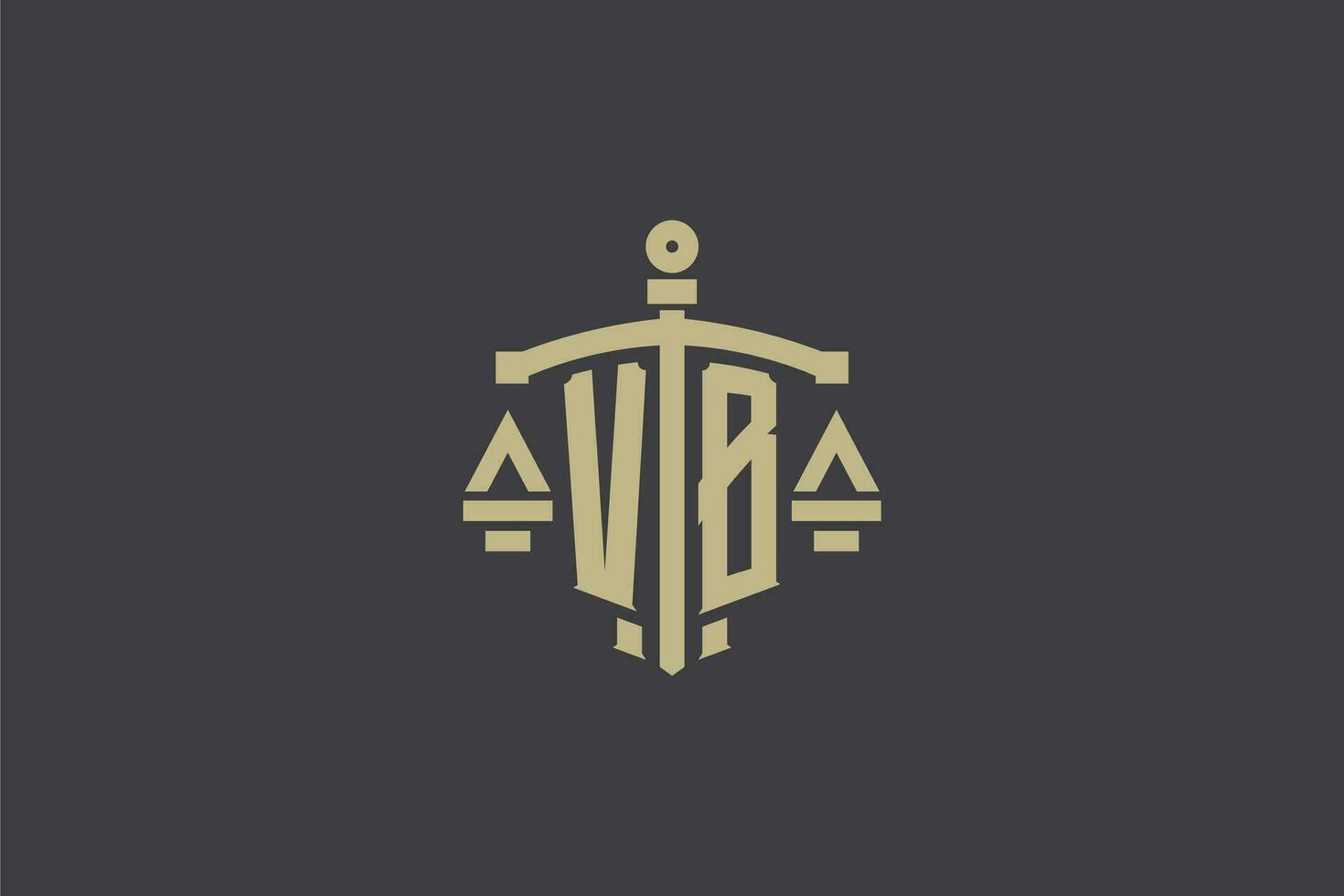Letter VB logo for law office and attorney with creative scale and sword icon design vector