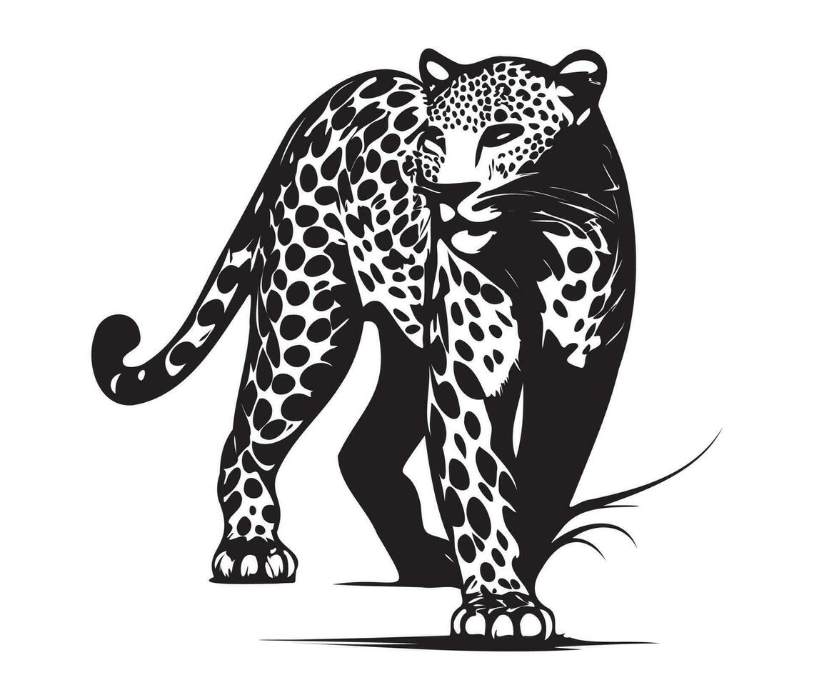 leopardo, siluetas leopardo cara svg, negro y blanco leopardo vector