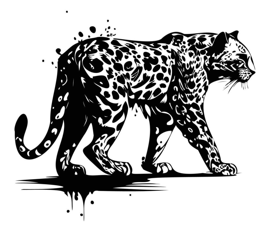 leopardo, siluetas leopardo cara svg, negro y blanco leopardo vector