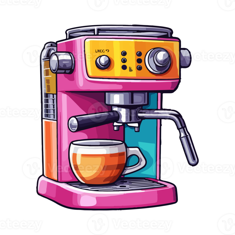 Colorful espresso machine Logo, coffee machine art Sticker, Pastel