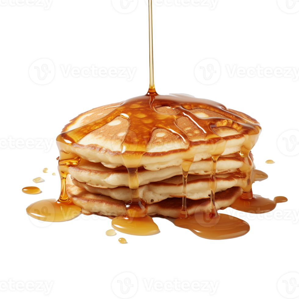 Pancakes with maple syrup isolated on a transparent background background. Breakfast, snacks. Pancakes Day, . png