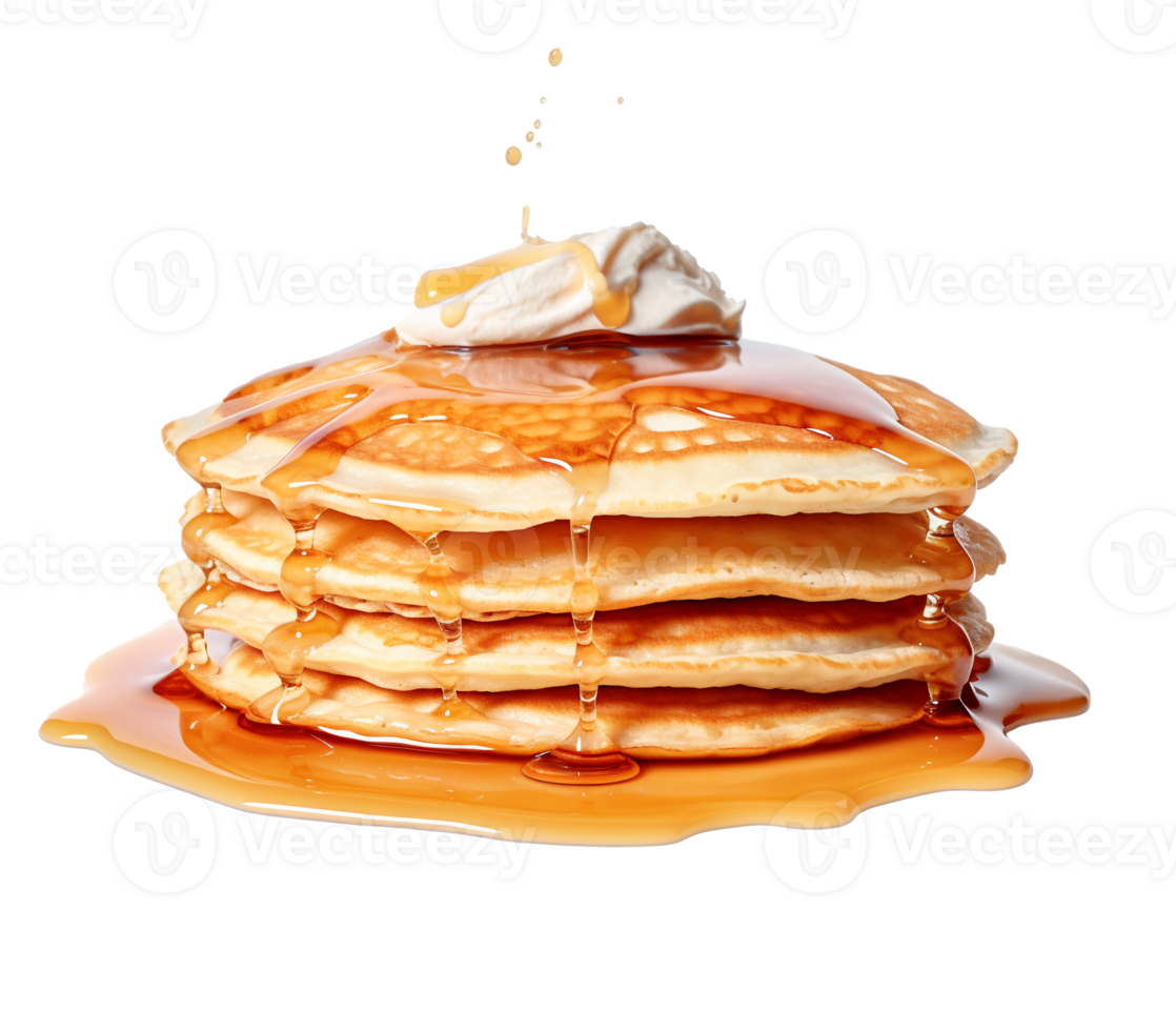 Pancakes with maple syrup isolated on a transparent background background. Breakfast, snacks. Pancakes Day, . png