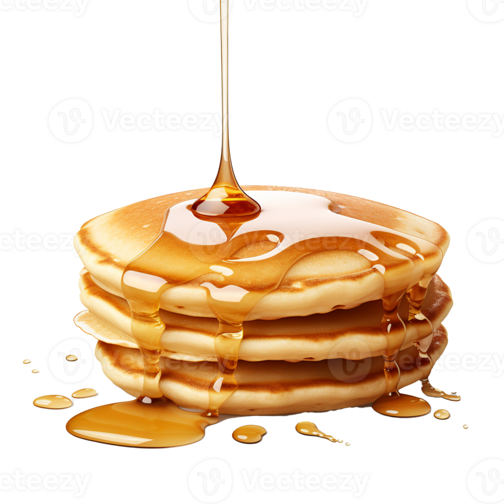 Pancakes with maple syrup isolated on a transparent background background. Breakfast, snacks. Pancakes Day, . png