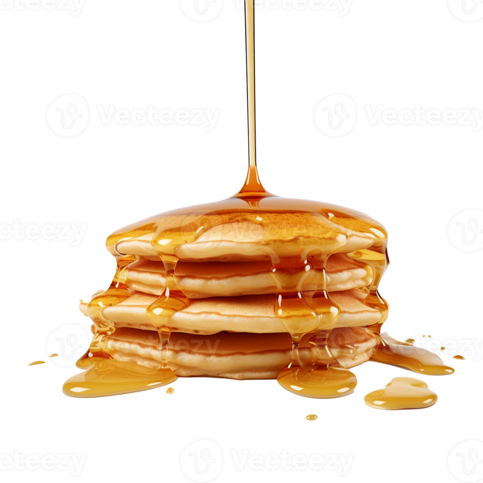 Pancakes with maple syrup isolated on a transparent background background. Breakfast, snacks. Pancakes Day, . png