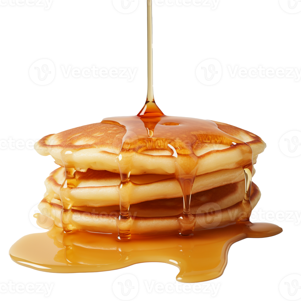 Pancakes with maple syrup isolated on a transparent background background. Breakfast, snacks. Pancakes Day, . png