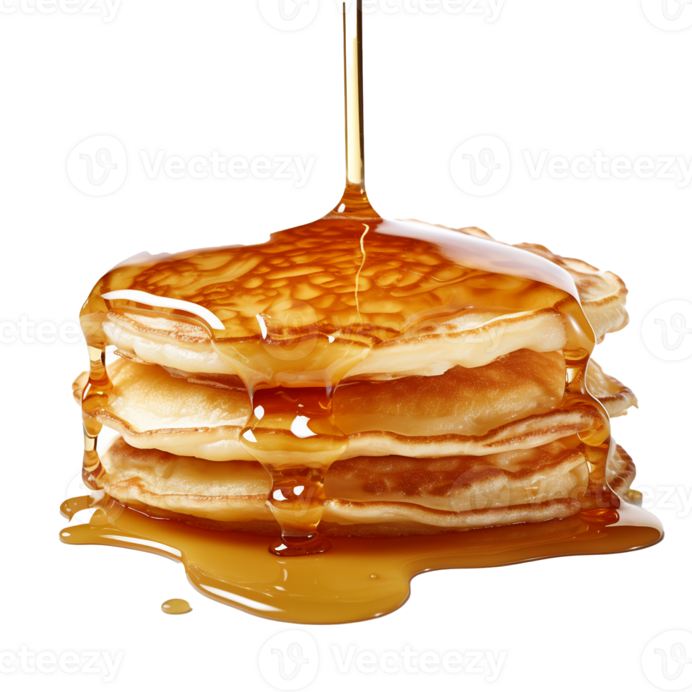 Pancakes with maple syrup isolated on a transparent background background. Breakfast, snacks. Pancakes Day, . png