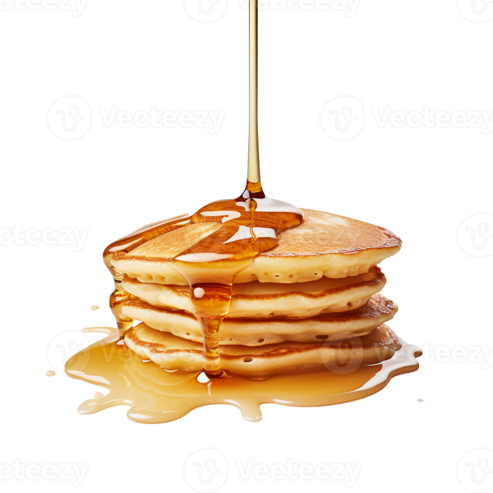 Pancakes with maple syrup isolated on a transparent background background. Breakfast, snacks. Pancakes Day, . png