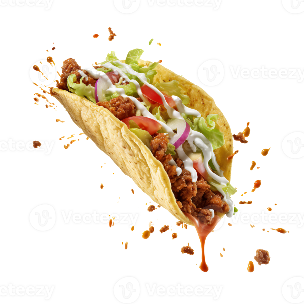 Mexican food Tacos, taco with meat vegetables, delicious taco, generative ai. png