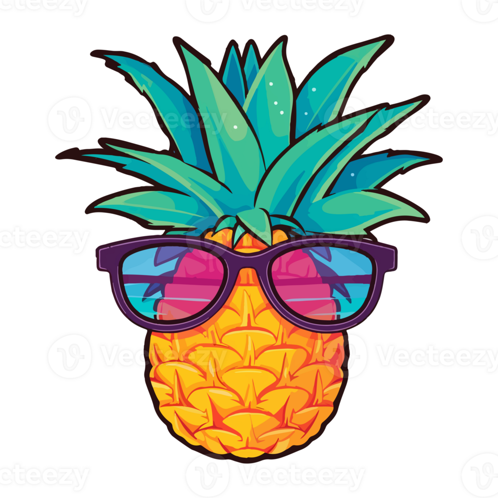 pineapple wearing sunglasses, Summer Pineapple, . png