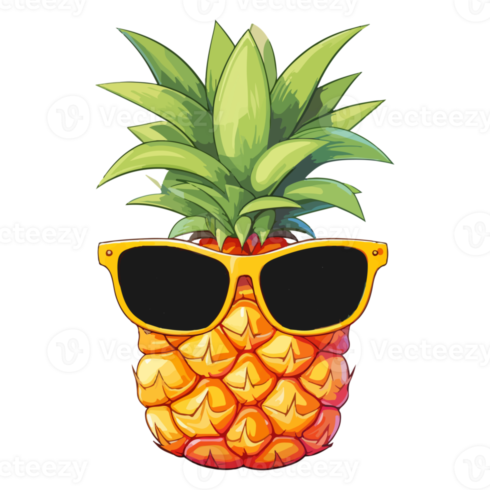 pineapple wearing sunglasses, Summer Pineapple, . png