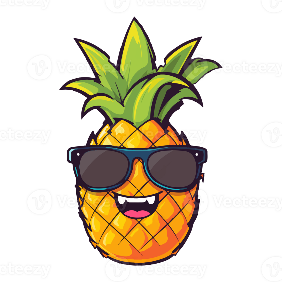pineapple wearing sunglasses, Summer Pineapple, . png