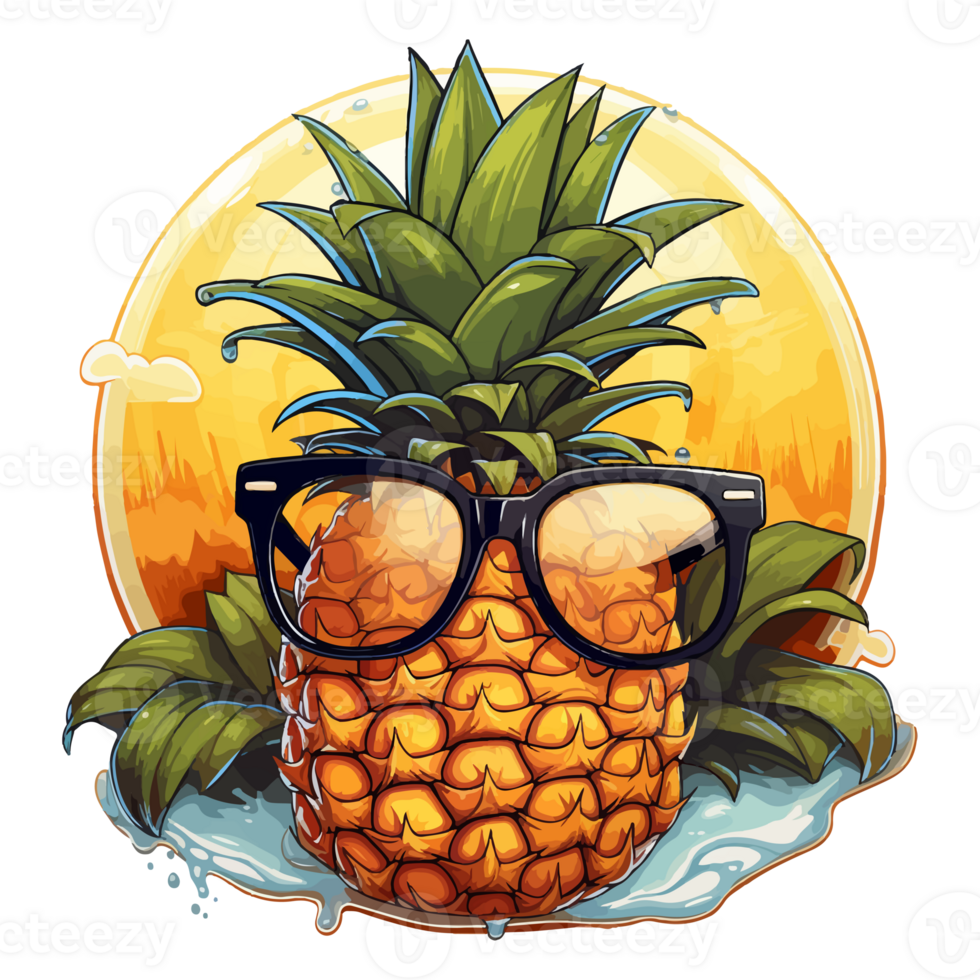 pineapple wearing sunglasses, Summer Pineapple, . png
