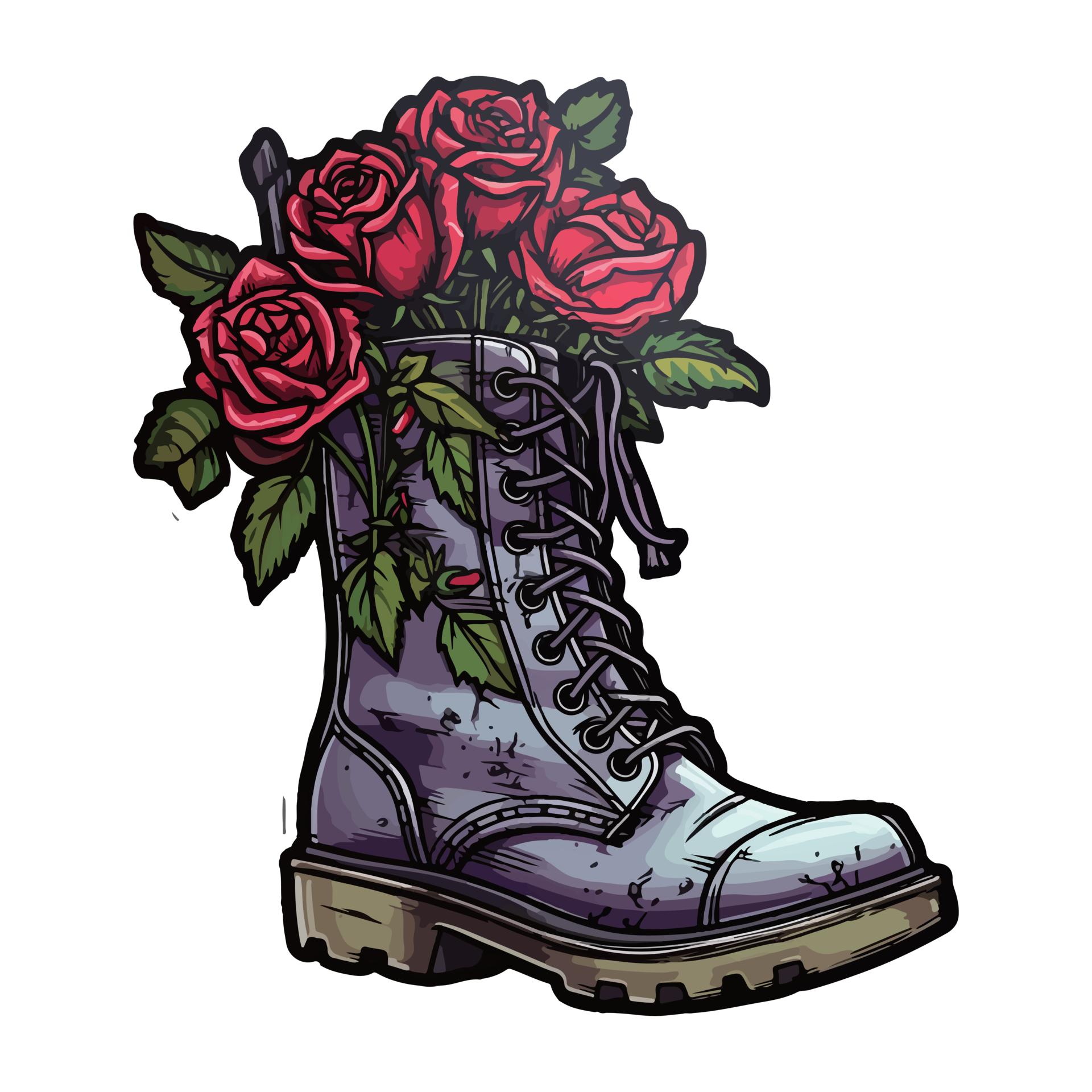 Boots with roses inside, Stop the wars. Military boots. Military boot ...