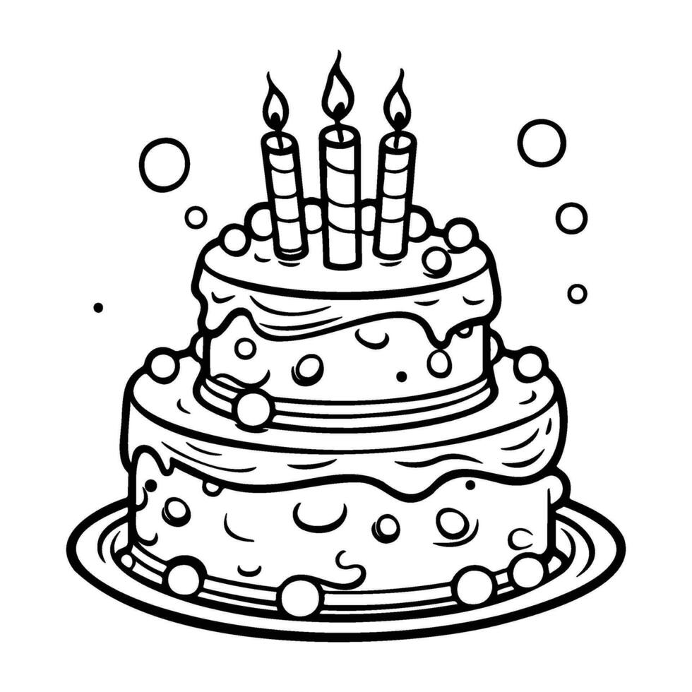 cumpleaños pastel silueta, pastel con velas, ilustración de un pastel para cumpleaños. vector