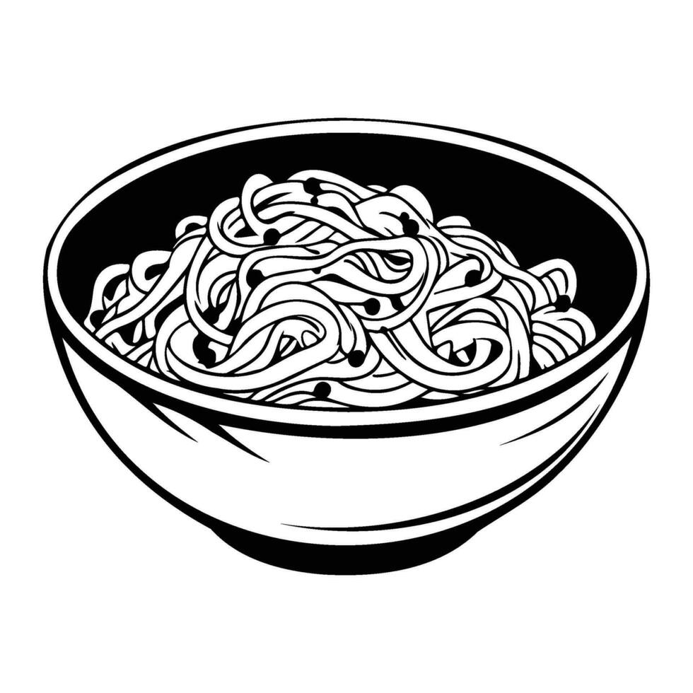 Spaghetti, A bowl of spaghetti, Italian spaghetti pasta in black vector