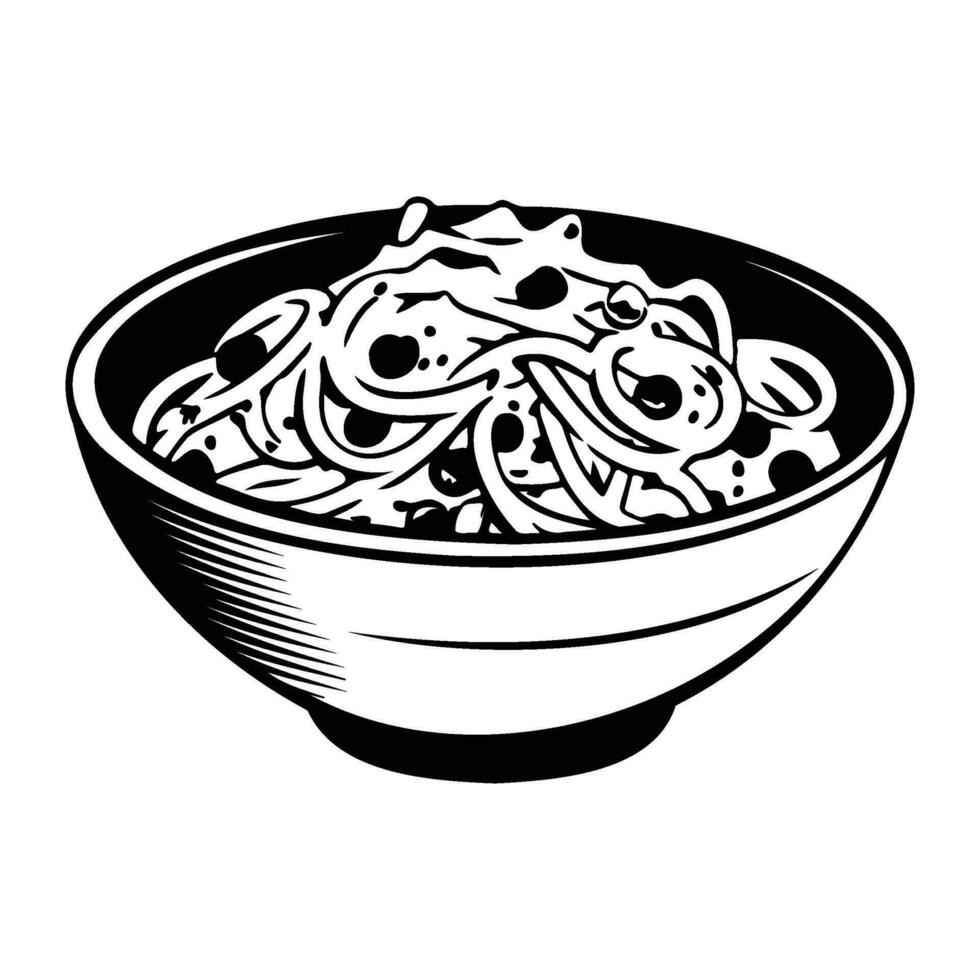 Spaghetti, A bowl of spaghetti, Italian spaghetti pasta in black